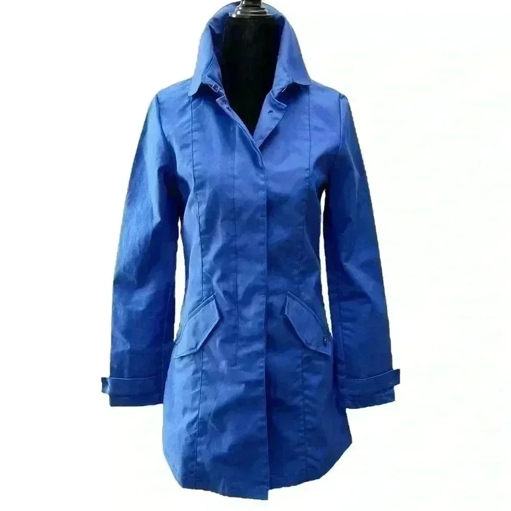 Scotch & Soda Trench  Coat Lightweight Utility Jacket Cotton Cobalt Blue XS NEW